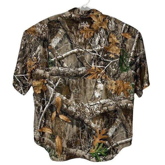 Realtree Edge Mens Hunting Shirt Brown Camouflage Pockets Short Sleeve XXL New - Picture 2 of 12